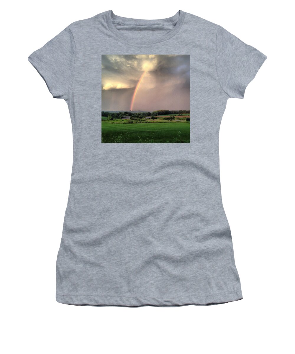 Rainbow Women's T-Shirt featuring the photograph Rainbow Poured Down by Angela Rath