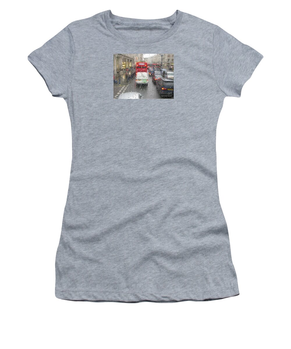 London Women's T-Shirt featuring the photograph Rainy Day London Traffic by Ann Horn