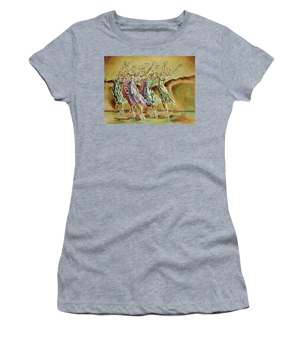 Ballet Women's T-Shirt featuring the painting Reach Beyond Limits by Karina Llergo