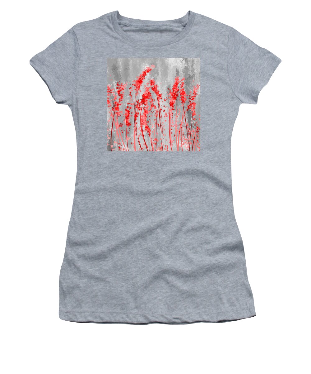 Gray And Red Art Women's T-Shirt featuring the painting Red and Gray Art by Lourry Legarde