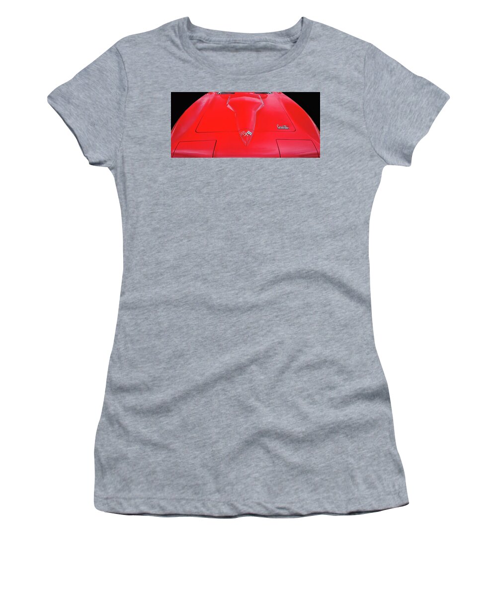 Corvette Front View Women's T-Shirt featuring the photograph Red Corvette by Dave Mills