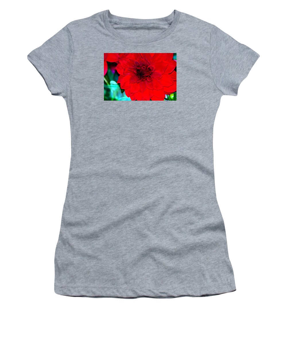 Flower Women's T-Shirt featuring the photograph Red Dahlia by Lehua Pekelo-Stearns