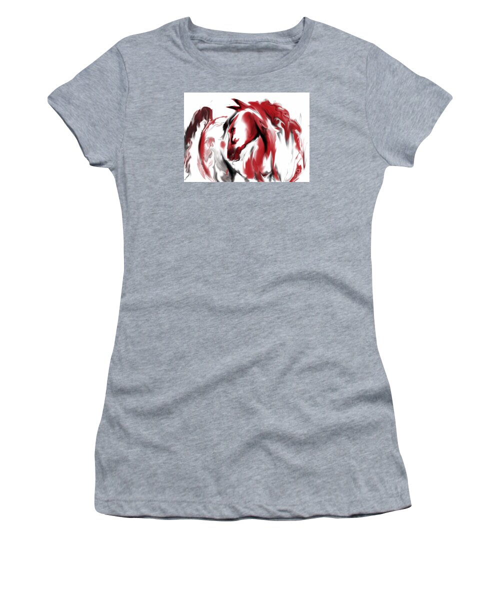 Horse Women's T-Shirt featuring the digital art Red Horse by Jim Fronapfel