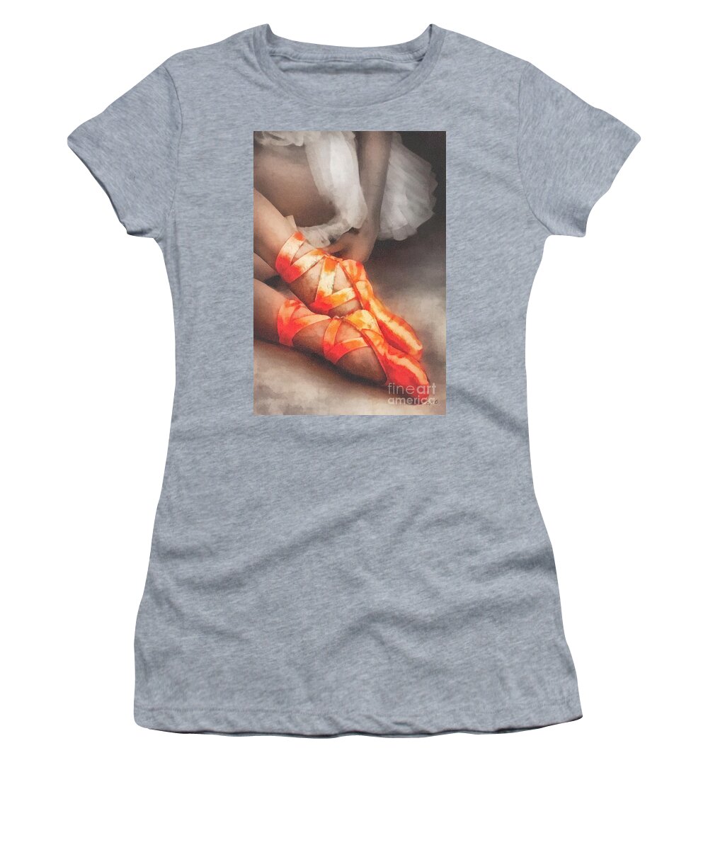 Red Shoes Women's T-Shirt featuring the painting Red Shoes by Mo T