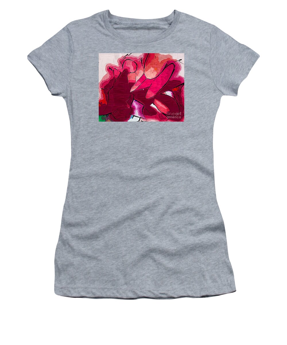 Abstract Women's T-Shirt featuring the painting Red Tubes by Kirt Tisdale