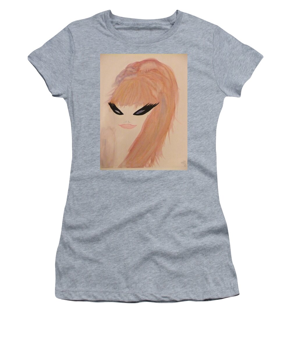 Woman Women's T-Shirt featuring the painting Redhead Woman by Lynne McQueen