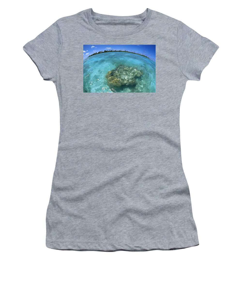 Feb0514 Women's T-Shirt featuring the photograph Reef Seascape Palmyra Atoll by Tui De Roy