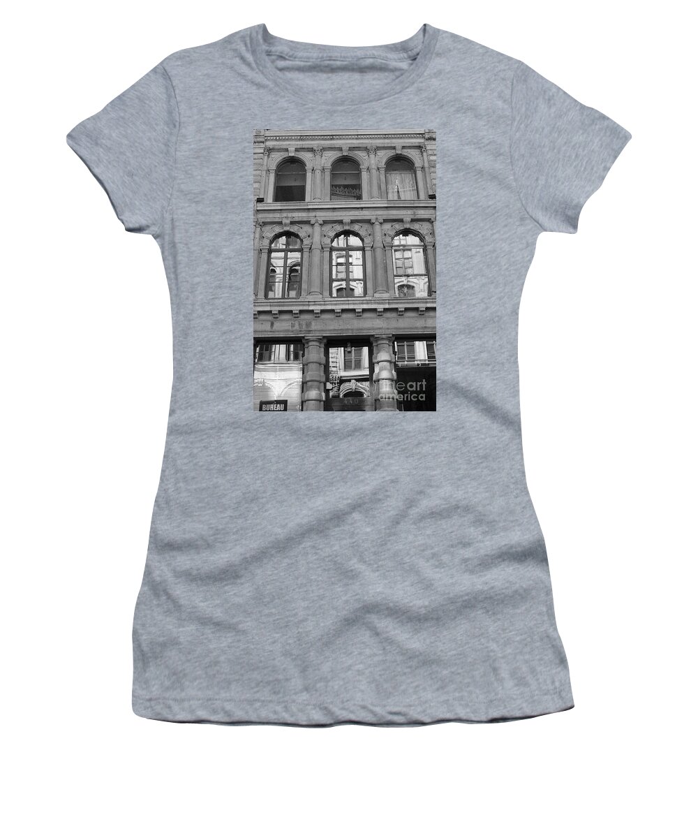 Windows Women's T-Shirt featuring the photograph Reflections in Old Montreal by Nina Silver