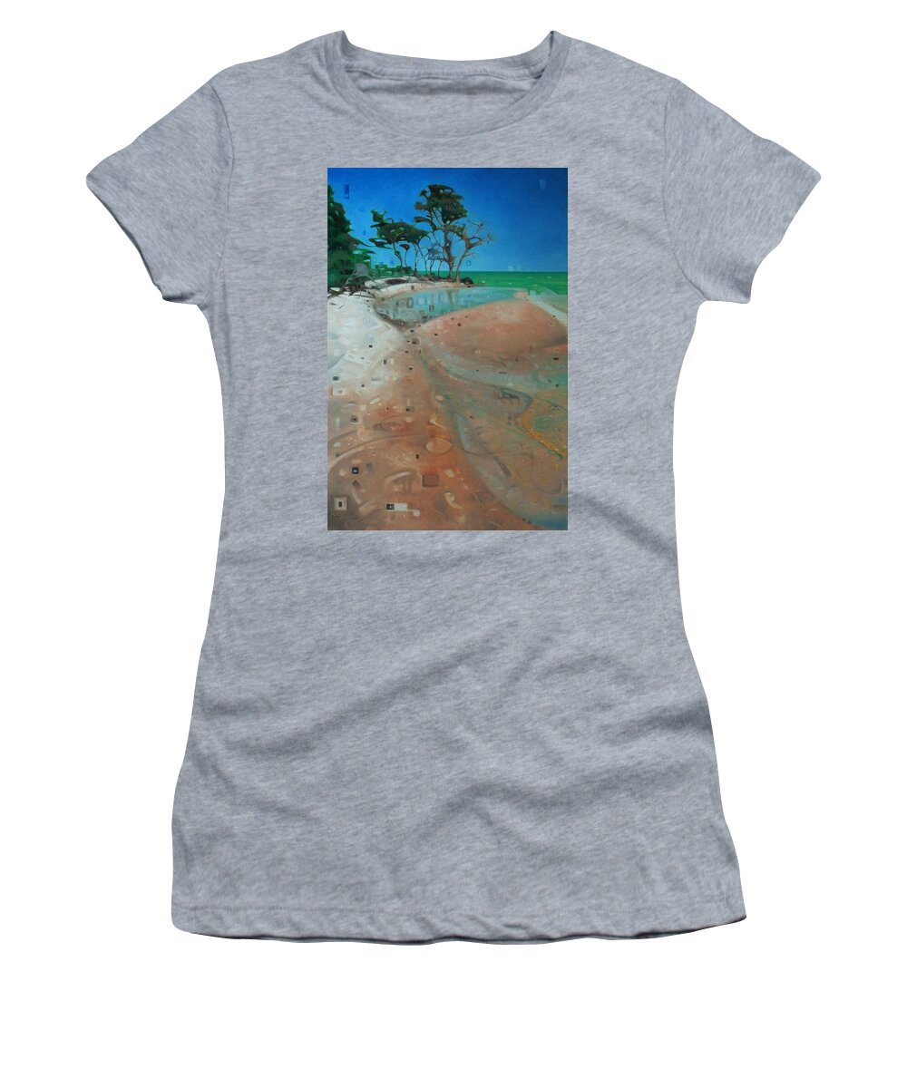 Beach Women's T-Shirt featuring the painting Reflections in the Sand by T S Carson