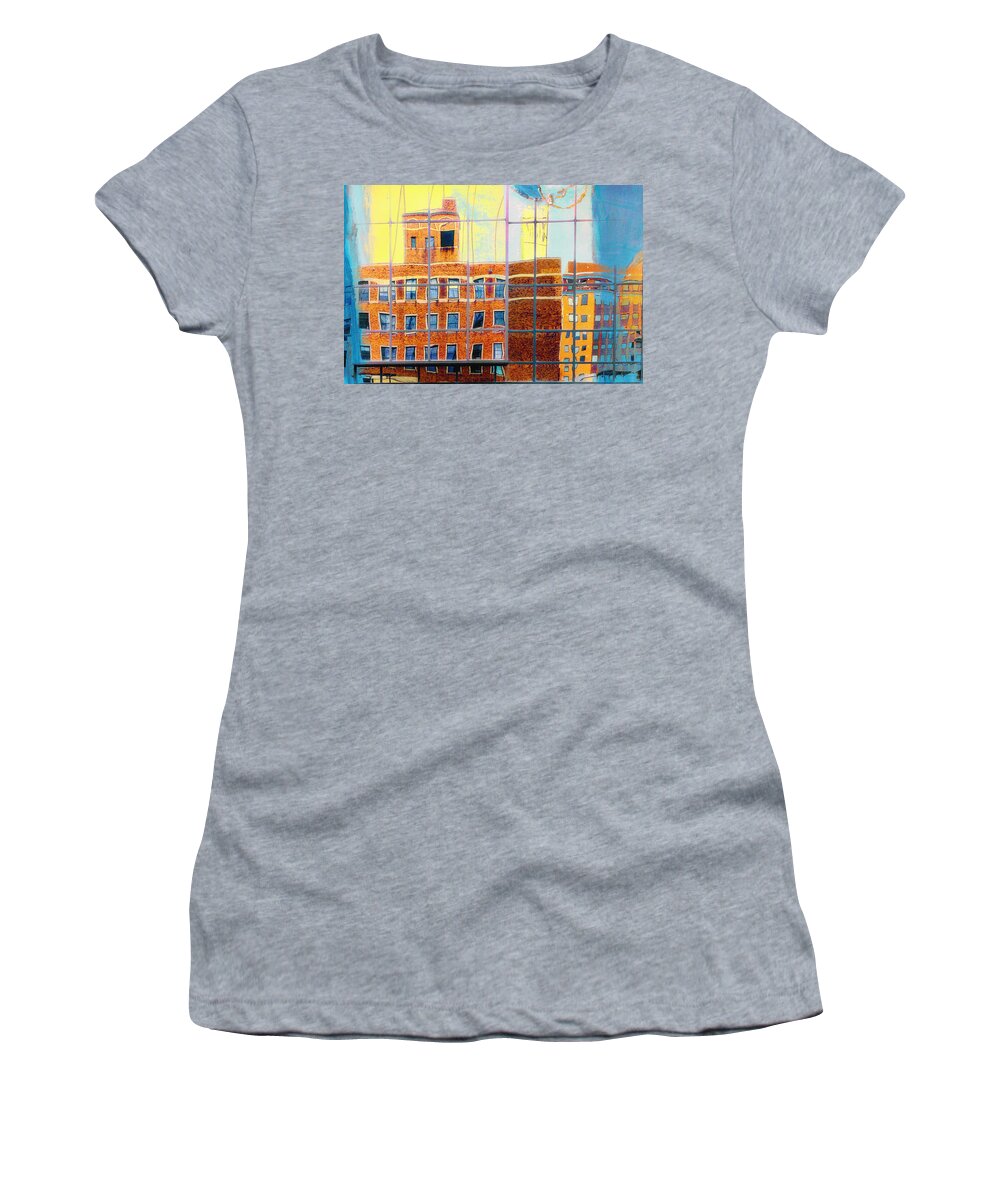 Mpls Women's T-Shirt featuring the photograph Reflections of a City by Susan Stone