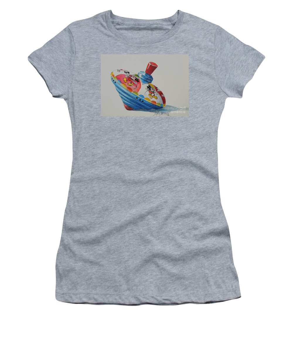 Top Women's T-Shirt featuring the painting Remember When?...SOLD by Sandy Brindle