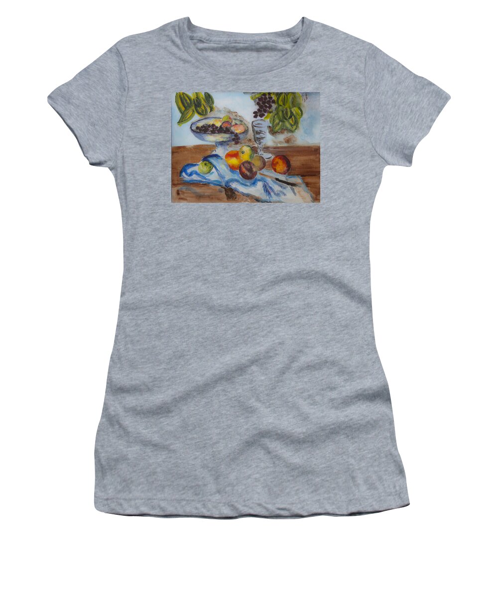 Still Paintings Women's T-Shirt featuring the painting Rendition Still Life with Compotier by Donna Walsh