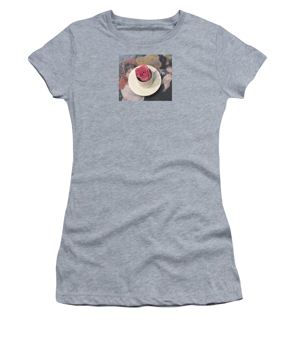 Floral Still Life Women's T-Shirt featuring the photograph Renoir and Roses by Angela Davies