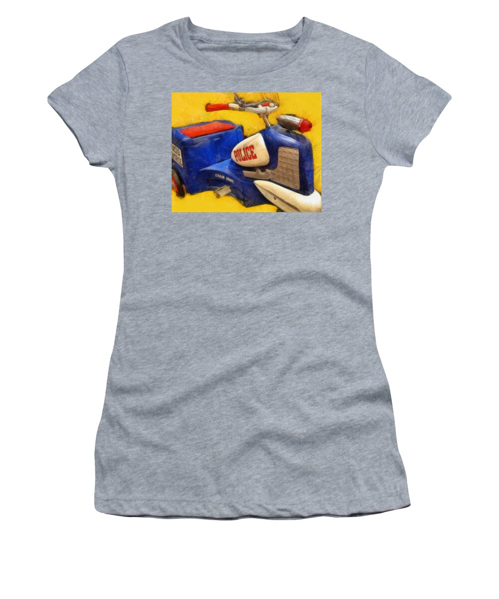 Steering Wheel Women's T-Shirt featuring the photograph Retro Police Tricycle by Michelle Calkins