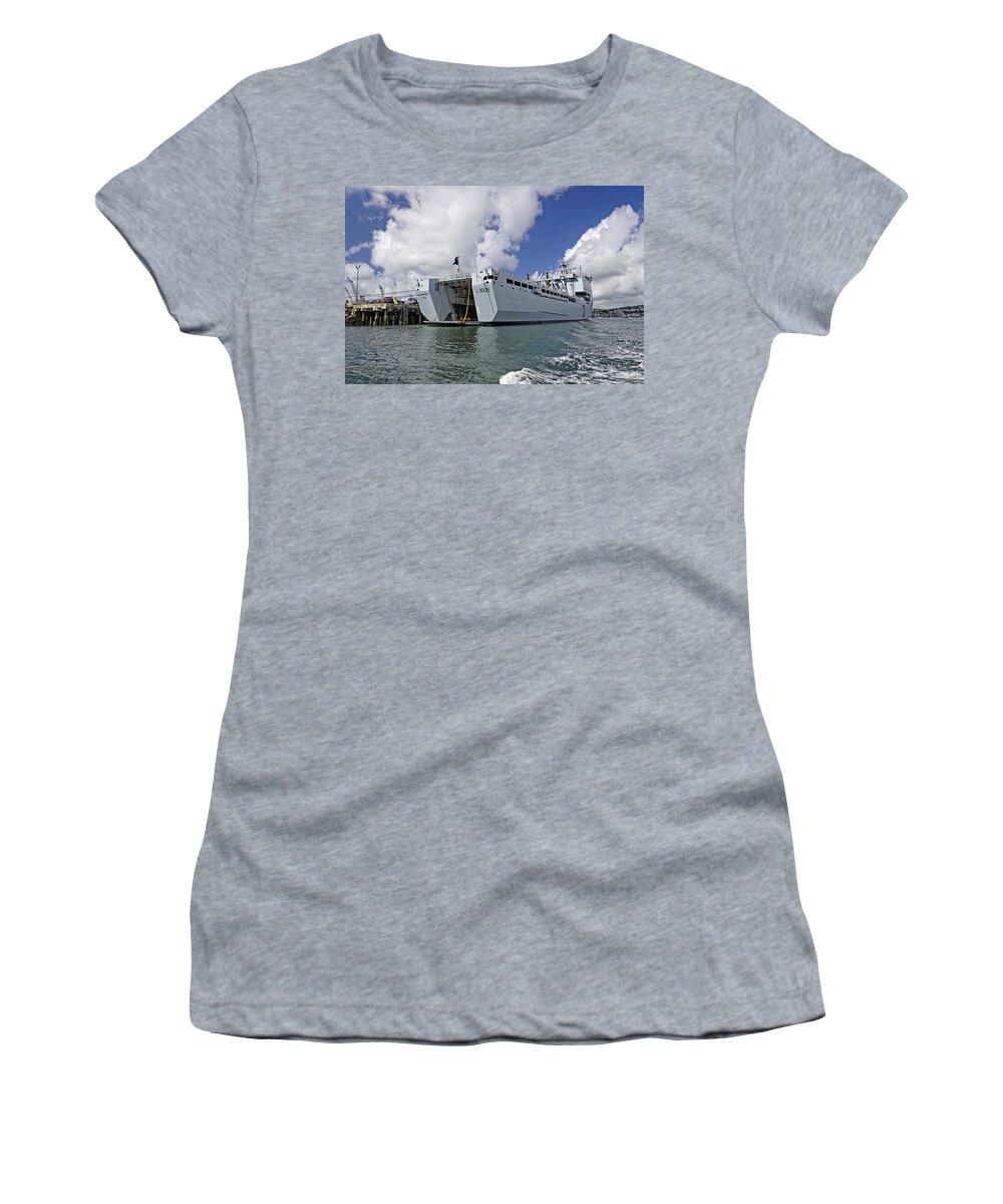 Britain Women's T-Shirt featuring the photograph RFA Mounts Bay L3008 - Falmouth Docks by Rod Johnson