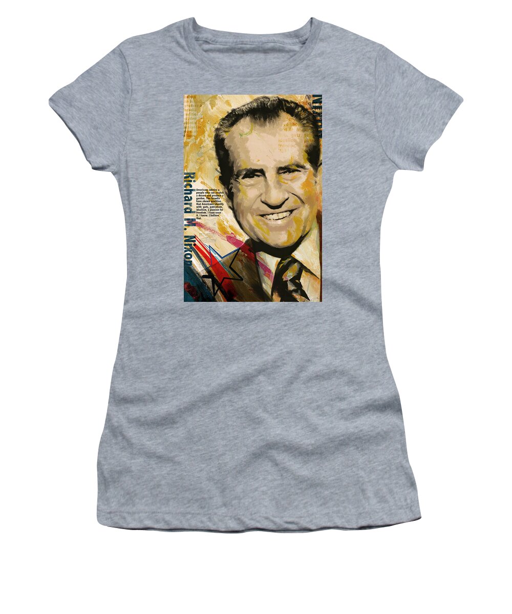 Richard Nixon Women's T-Shirt featuring the painting Richard Nixon by Corporate Art Task Force