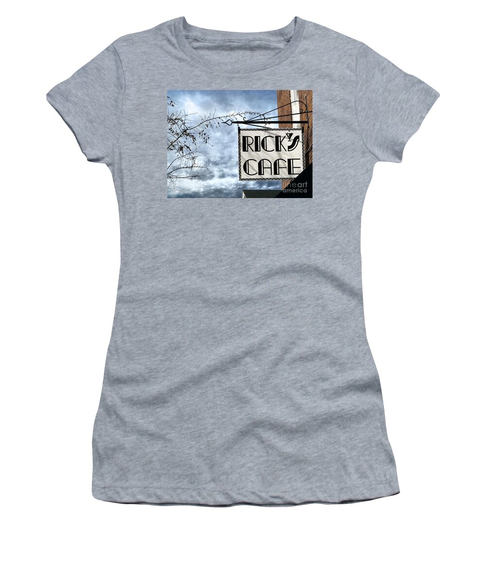 Streetscape Women's T-Shirt featuring the photograph Ricks Cafe by Ellen Cotton
