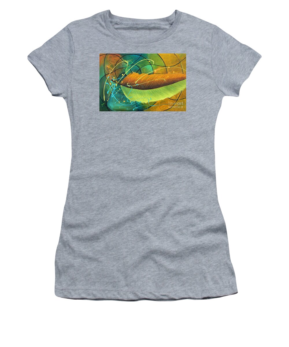 Feather Painting Women's T-Shirt featuring the painting Rise to see by Preethi Mathialagan