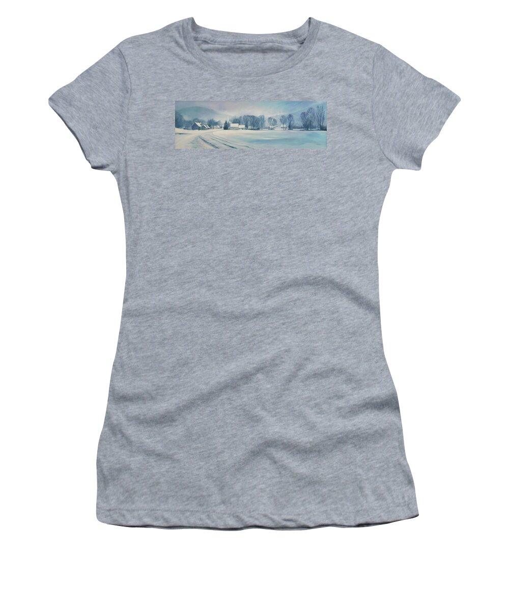 Vermont Women's T-Shirt featuring the painting Road to Felchville Vermont by Nancy Griswold