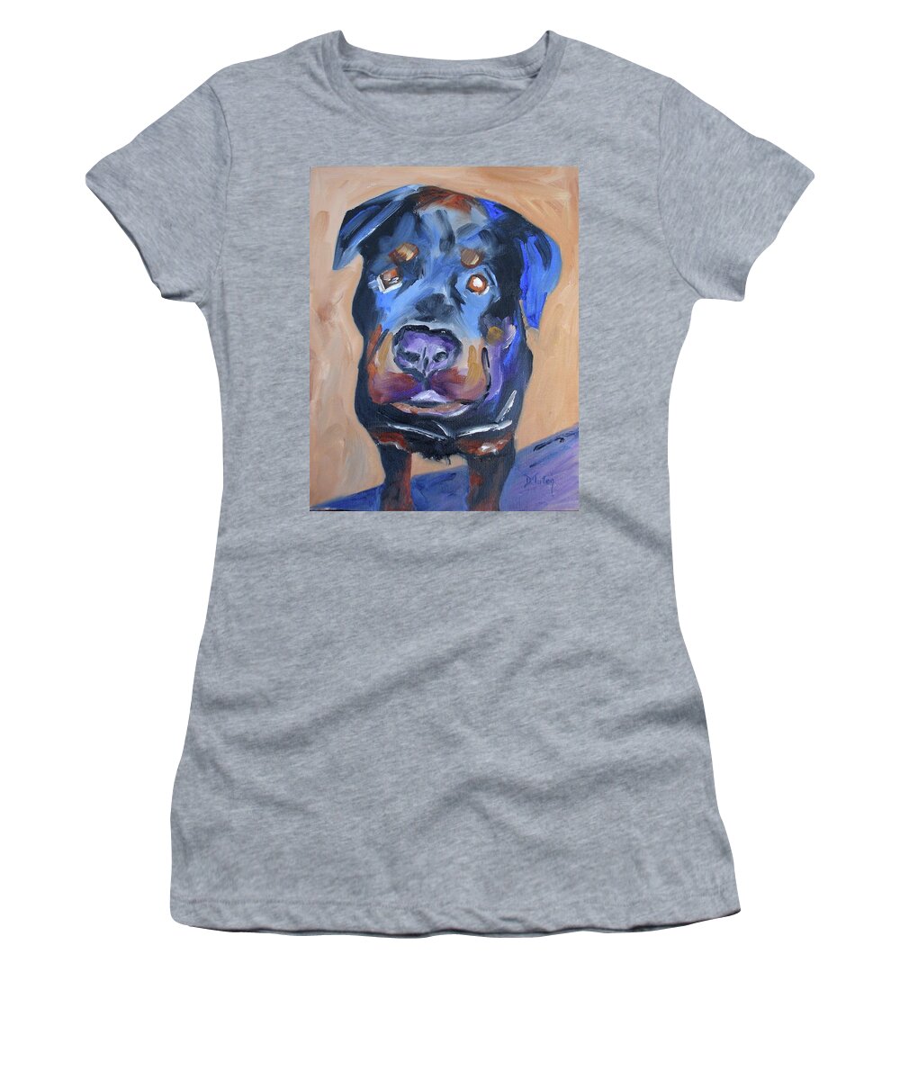 Rottweiler Women's T-Shirt featuring the painting Roman by Donna Tuten