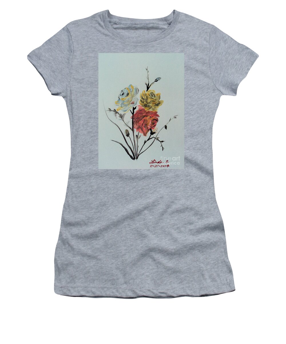 Flower Women's T-Shirt featuring the painting Roses by Linda Lin