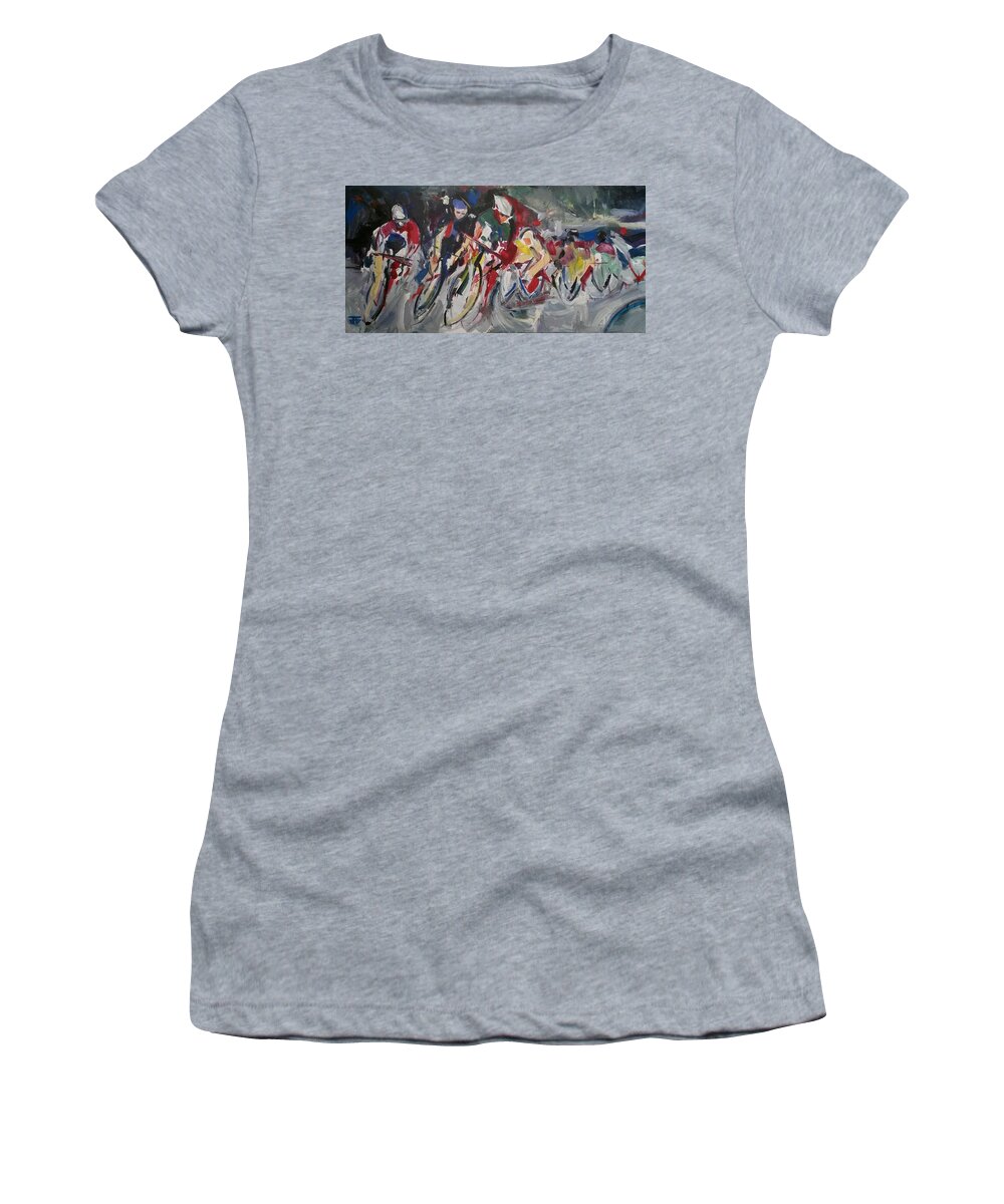  Women's T-Shirt featuring the painting Round The Curve 3 by John Gholson