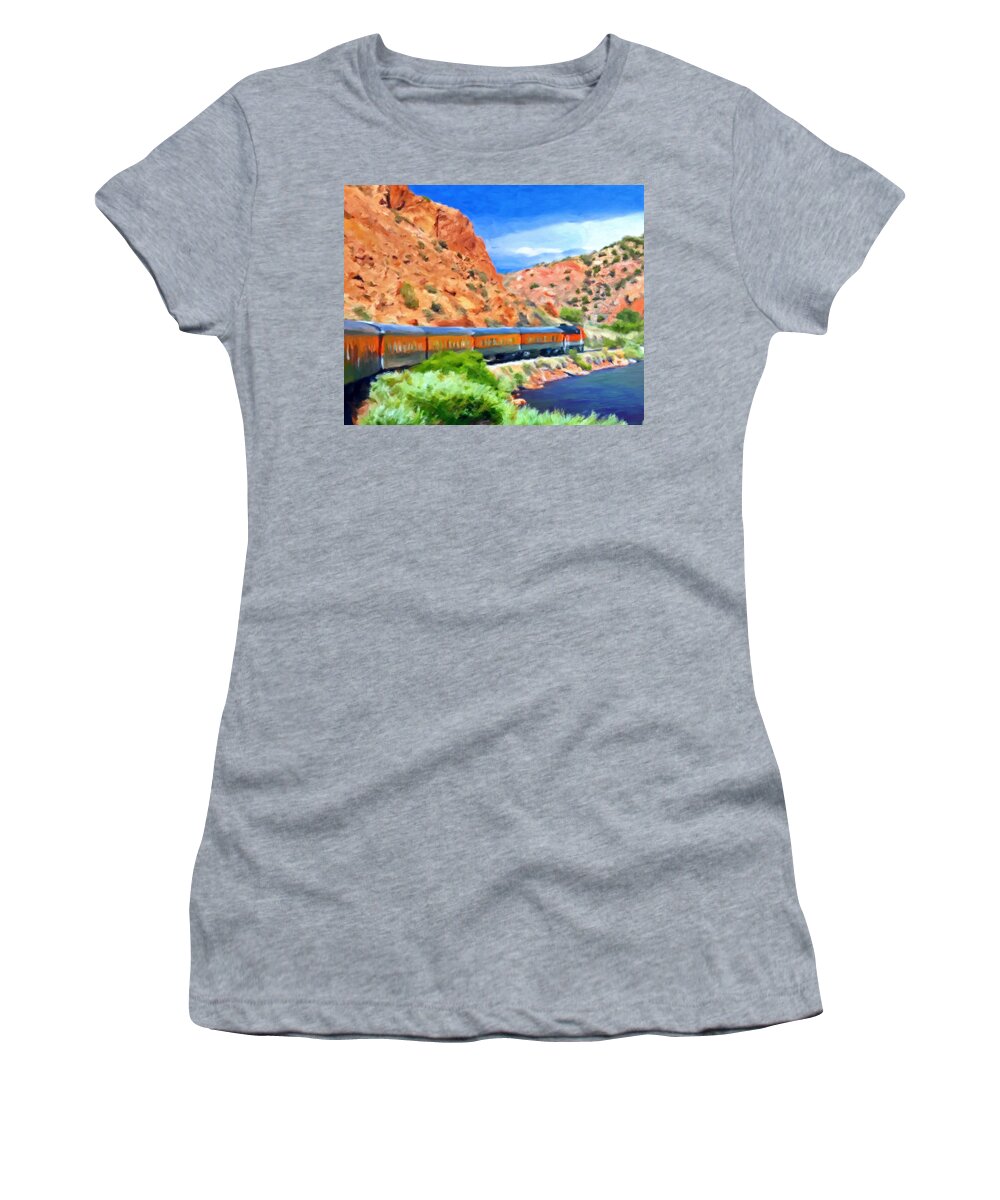 Royal Gorge Women's T-Shirt featuring the painting Royal Gorge Train by Michael Pickett
