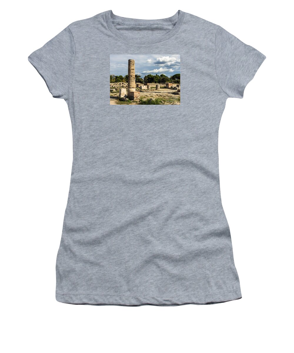 Paestum Ruins Women's T-Shirt featuring the photograph Ruins of Paestum by Prints of Italy