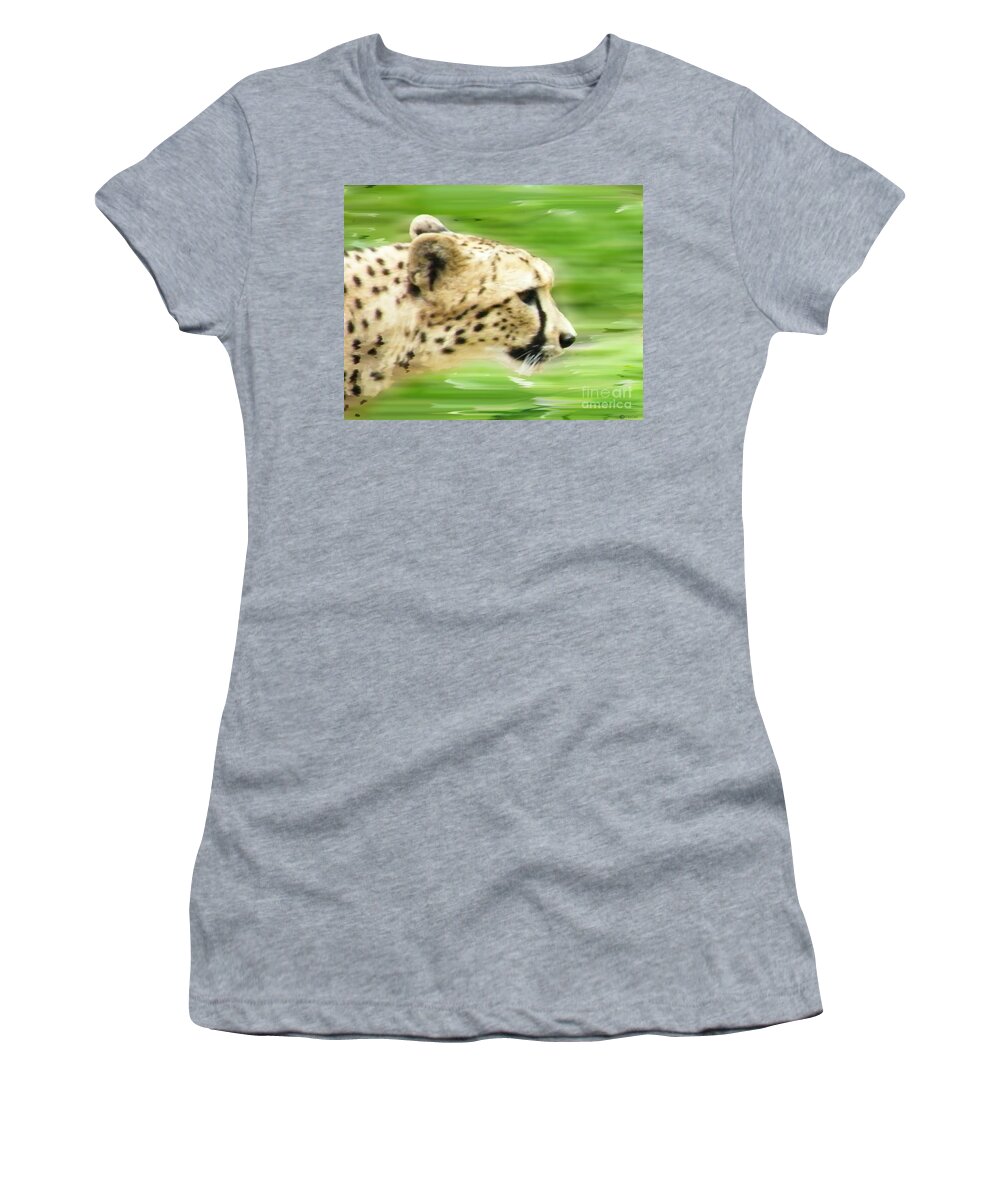  Women's T-Shirt featuring the digital art Run Cheetah Run by Lizi Beard-Ward