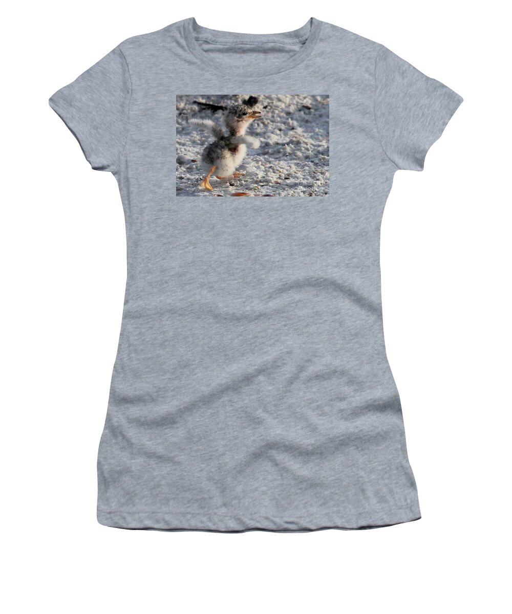 Least Tern Women's T-Shirt featuring the photograph Running Free - Least Tern by Meg Rousher