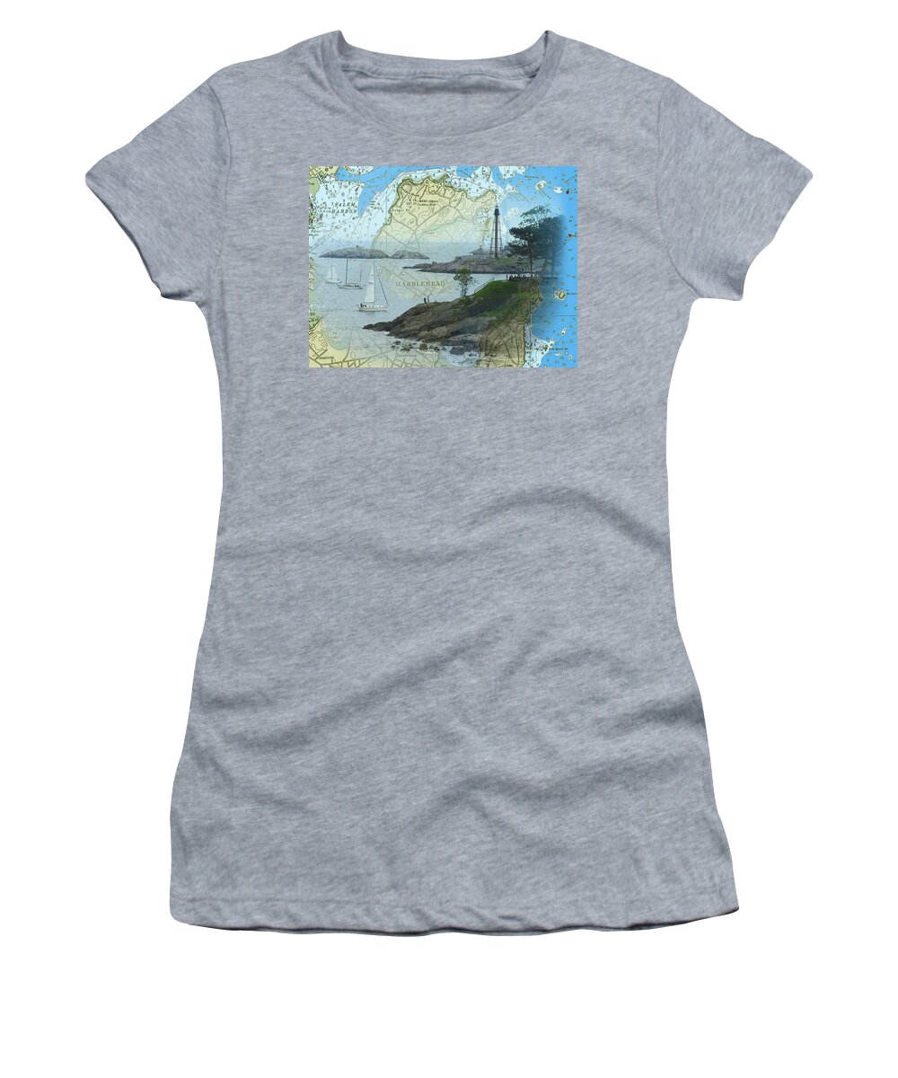 Marblehead Ma Women's T-Shirt featuring the photograph Running on the wind by Jeff Folger