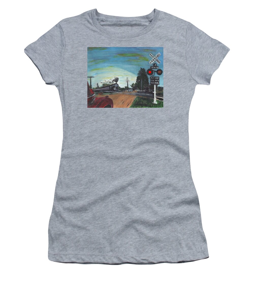 Trains Women's T-Shirt featuring the painting Rural America by Cliff Wilson