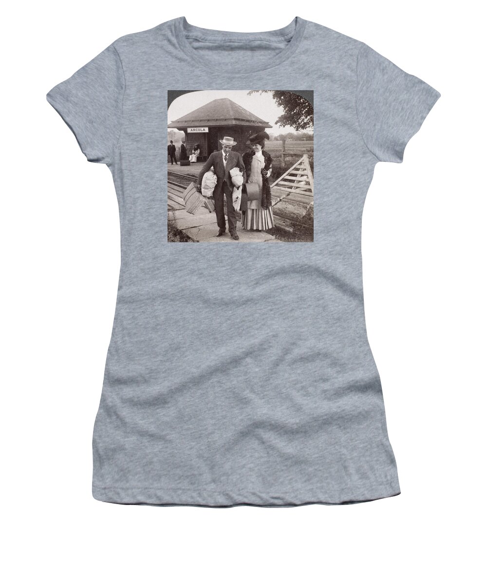 1907 Women's T-Shirt featuring the photograph Rural Station, 1907 by Granger