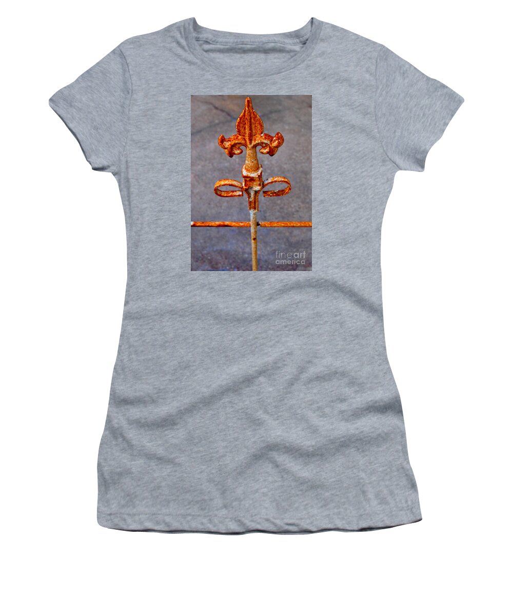 Rusty Fleur-de-lis Gate Women's T-Shirt featuring the digital art Rusty Fleur-de-lis Gate by Pamela Smale Williams