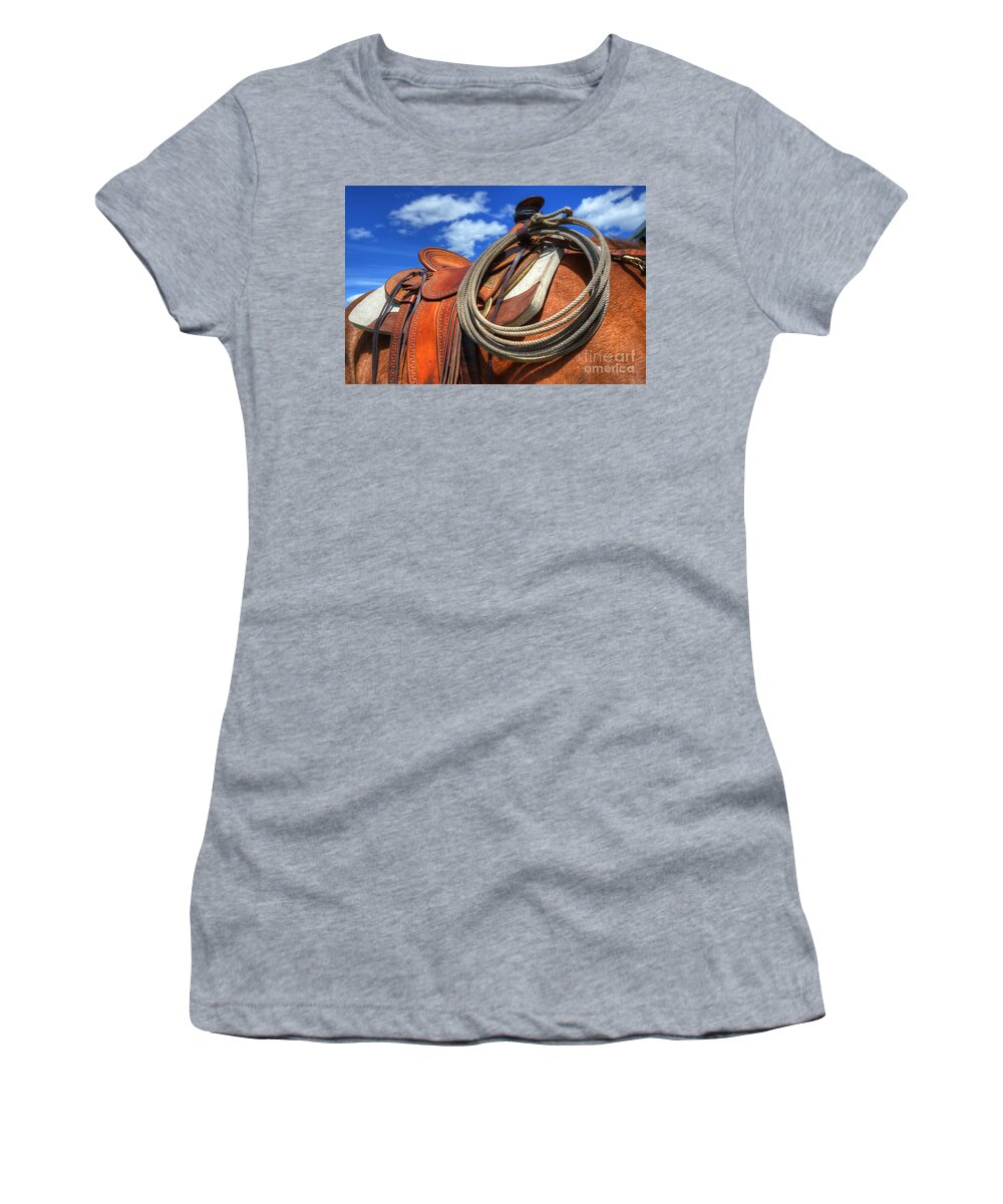  Horse Women's T-Shirt featuring the photograph Saddle Up by Bob Christopher
