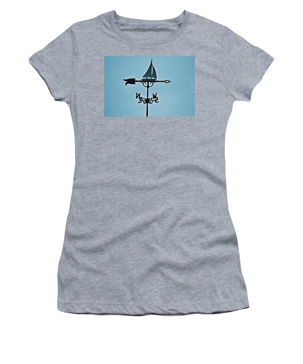 Sailboat Women's T-Shirt featuring the photograph Sailboat Weathervane by Tara Potts