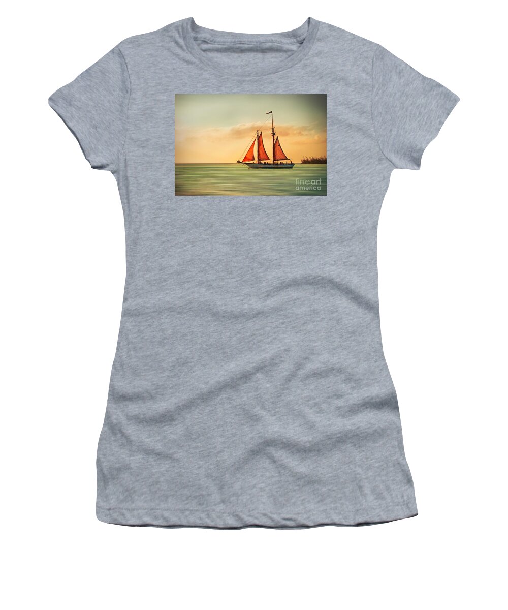 Sailing Women's T-Shirt featuring the photograph Sailing Into The Sun by Hannes Cmarits
