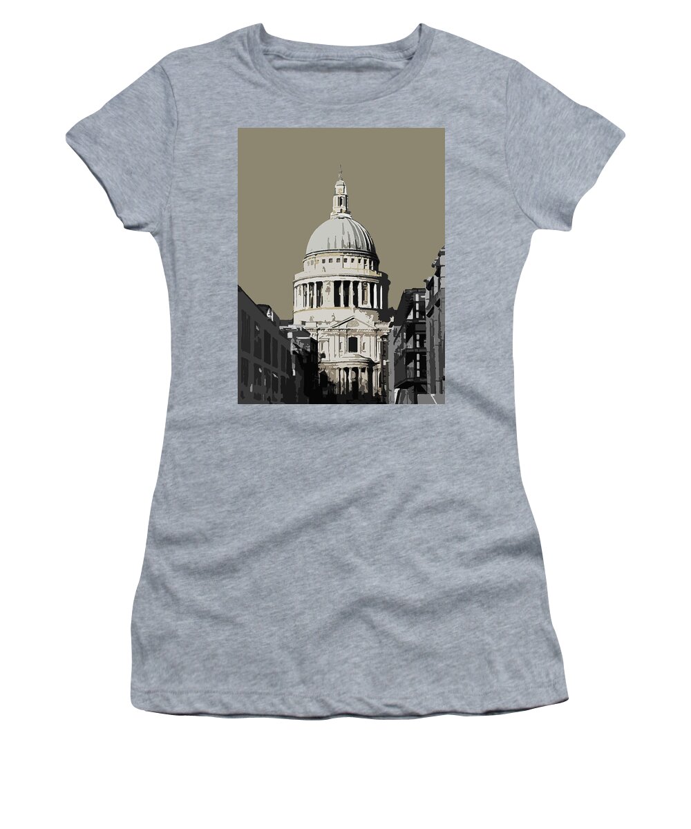 Eye Women's T-Shirt featuring the mixed media Saint Pauls - French GREY by BFA Prints