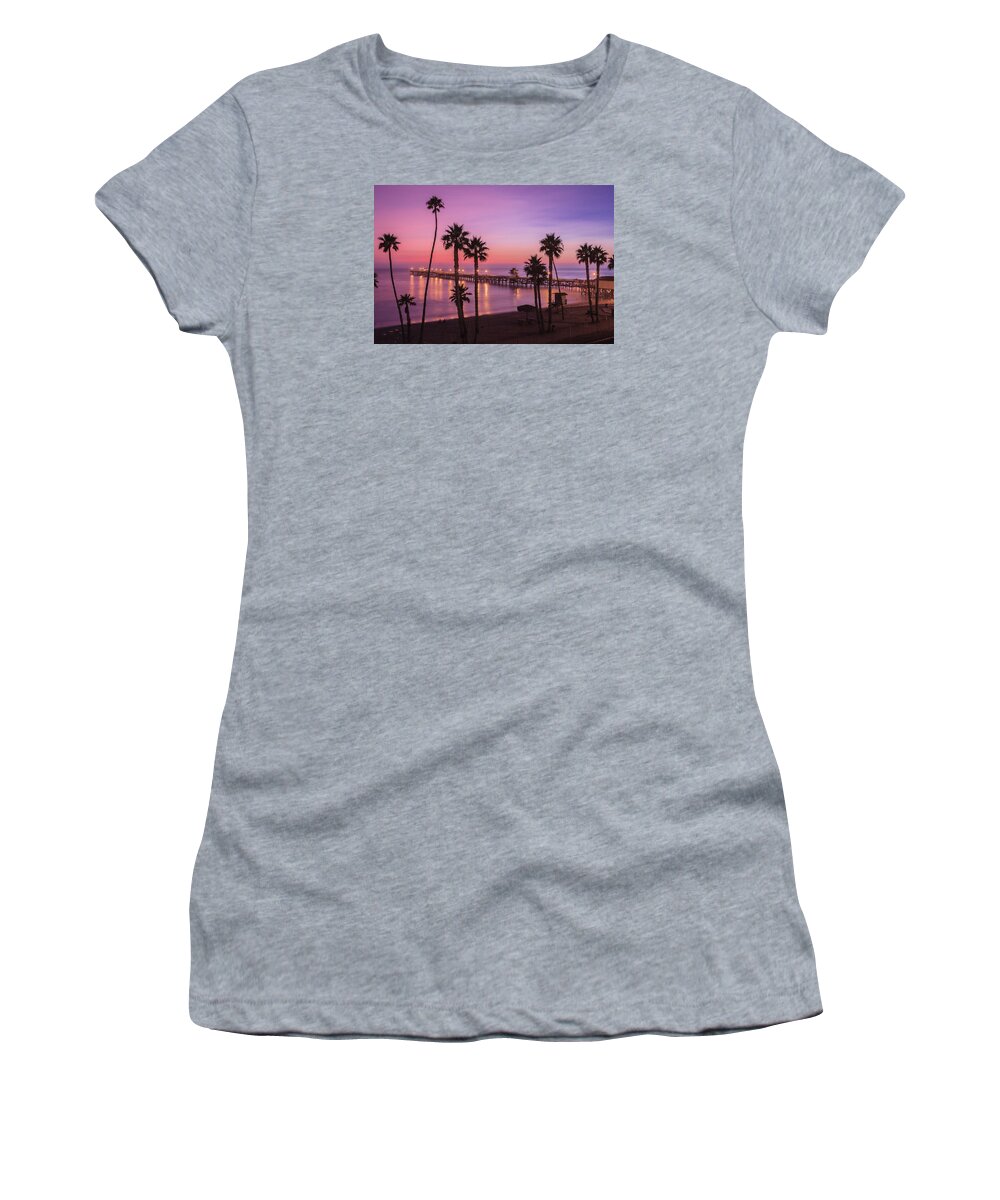 Beach Sunset Women's T-Shirt featuring the photograph San Clemente Sunset Meditation by Scott Campbell