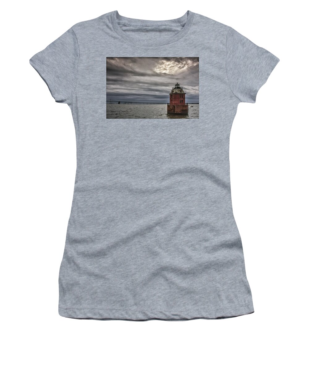 Lighthouse Women's T-Shirt featuring the photograph Sandy Point Shoal Lighthouse by Robert Fawcett