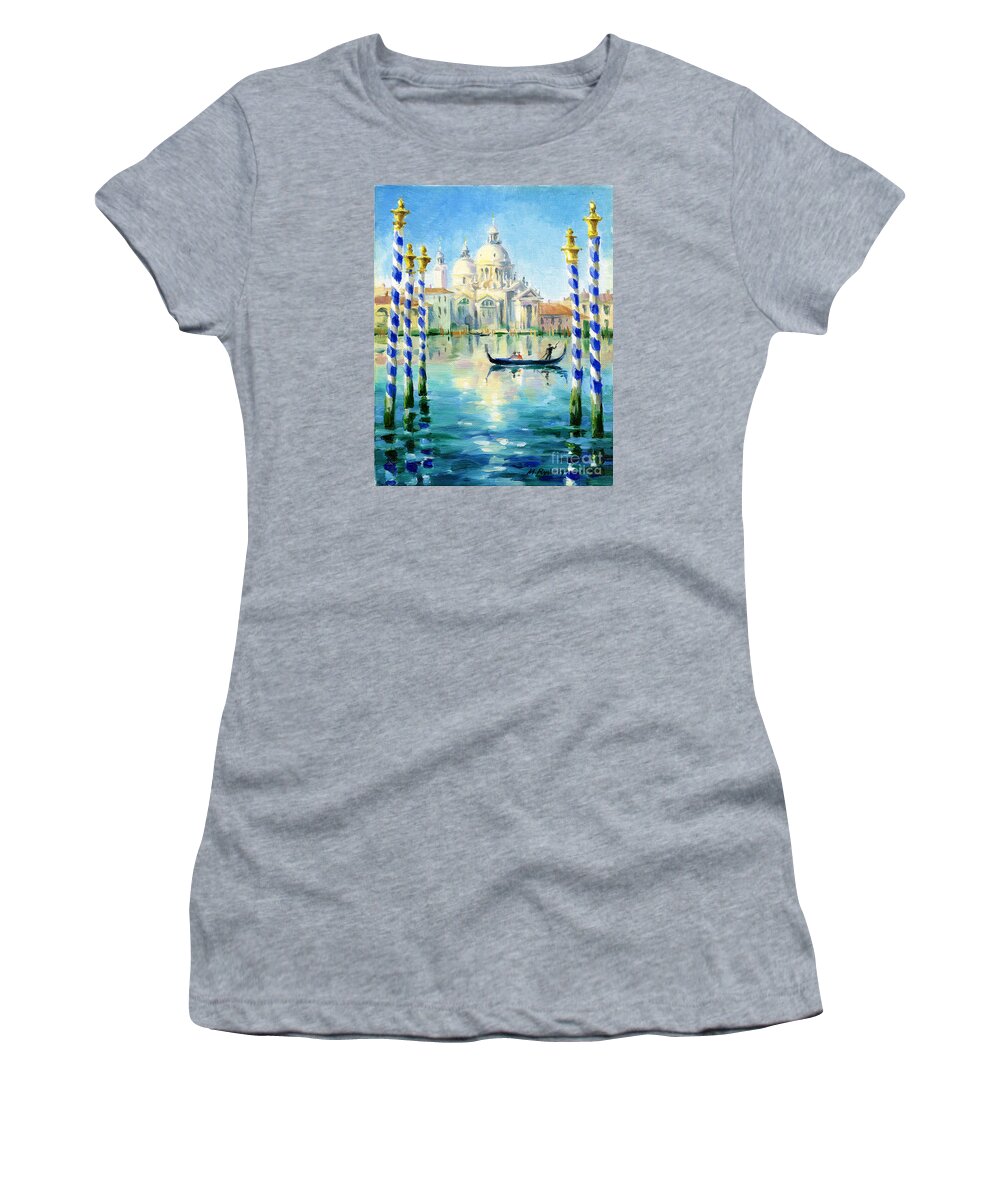 Oil Painting Women's T-Shirt featuring the painting Santa Maria Della Salute by Maria Rabinky