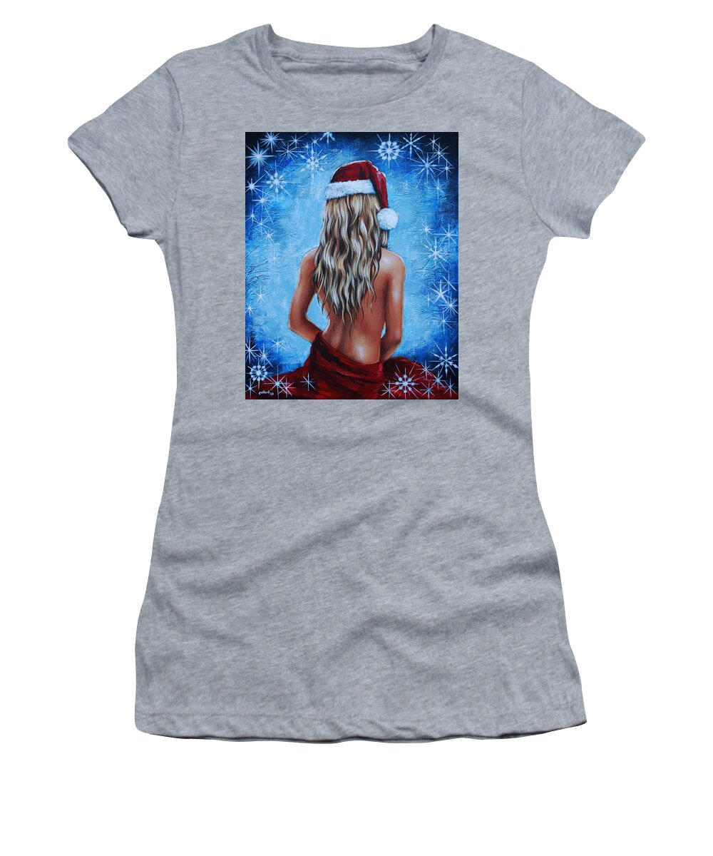 Santa Women's T-Shirt featuring the painting Santa's Helper by Glenn Pollard