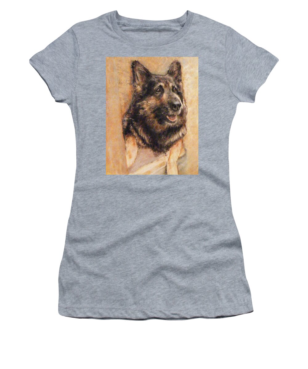 Dog Women's T-Shirt featuring the painting SASHA German Shepherd by Richard James Digance