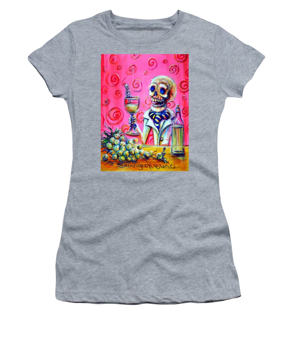 Skeletons Women's T-Shirt featuring the painting Mi Sauvignon Blanc by Heather Calderon