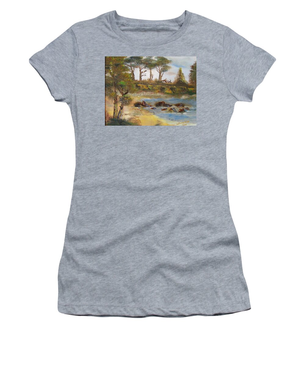 Art Women's T-Shirt featuring the painting Scarp by Ryszard Ludynia
