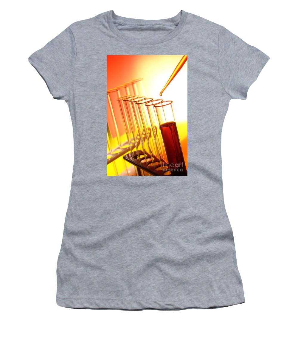 Test Women's T-Shirt featuring the photograph Scientific Experiment in Science Research Lab by Science Research Lab