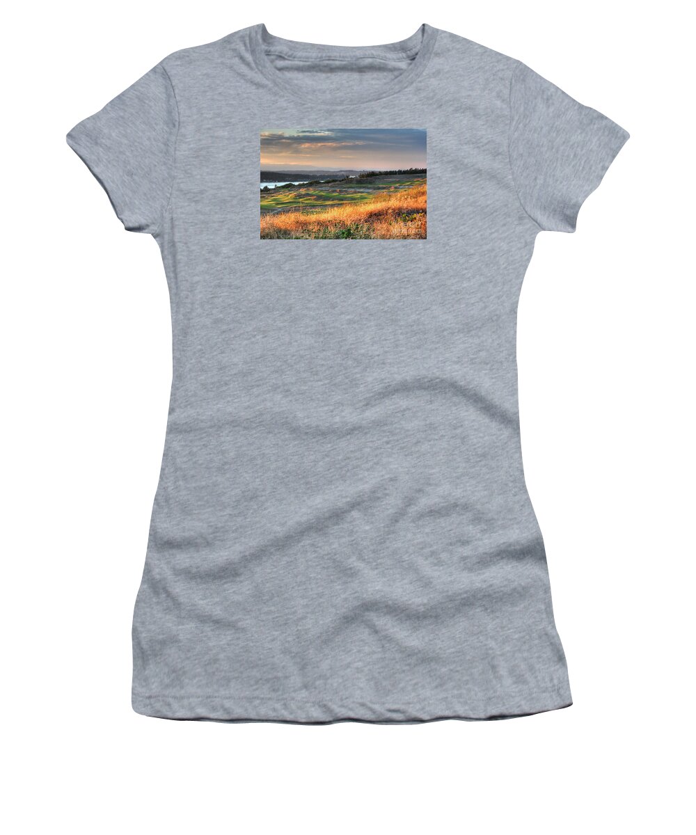 Chambers Creek Women's T-Shirt featuring the photograph Scottish Style Links in September - Chambers Bay Golf Course by Chris Anderson