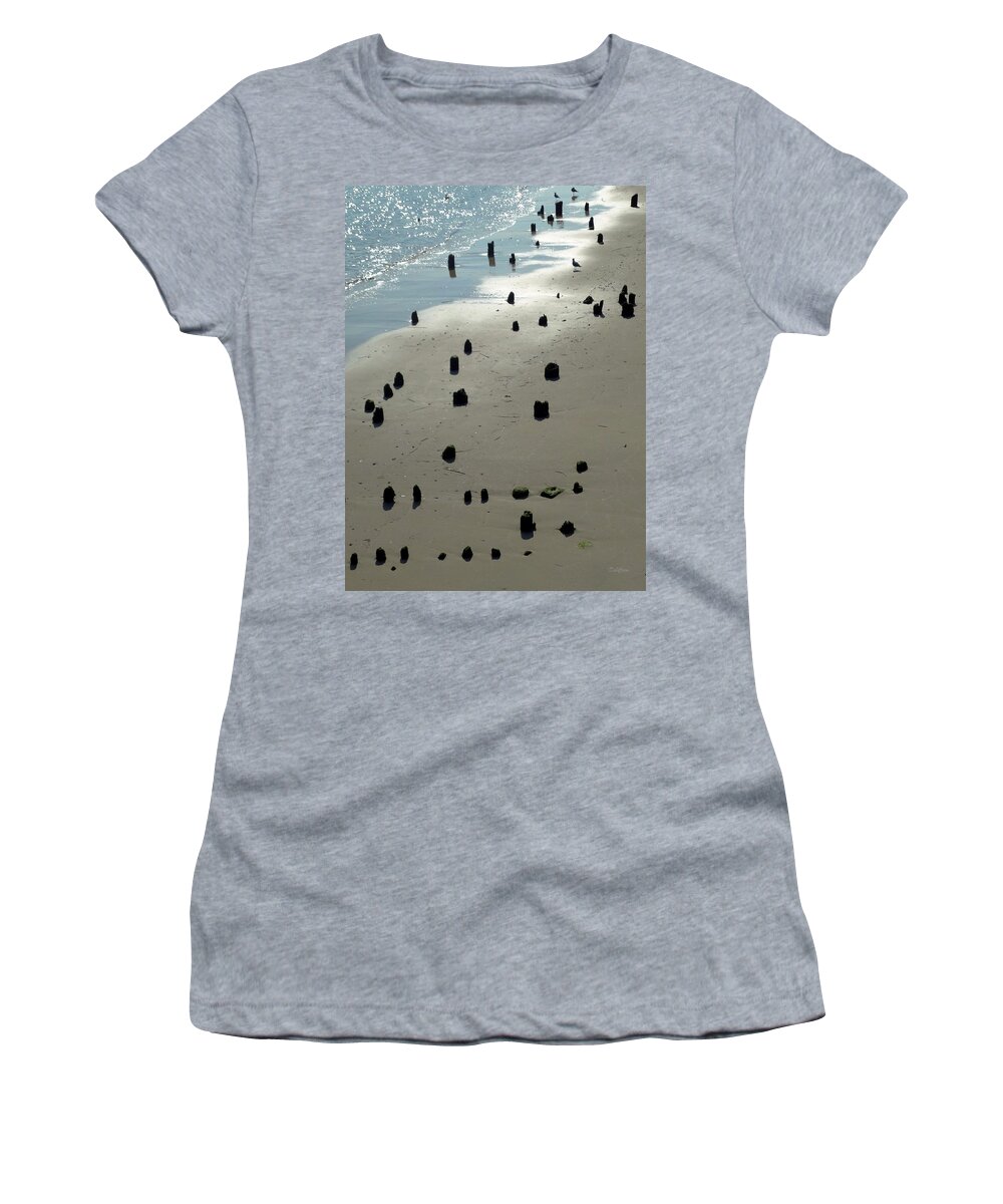 Sea Women's T-Shirt featuring the photograph Sea Piles by Deborah Crew-Johnson