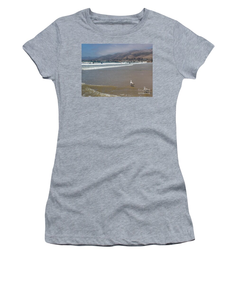 Central Coast Women's T-Shirt featuring the photograph Seagulls On Central Coast by Suzanne Luft