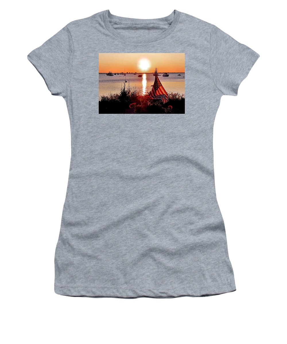 Sunrise Women's T-Shirt featuring the photograph Seascape Sunrise by Janice Drew